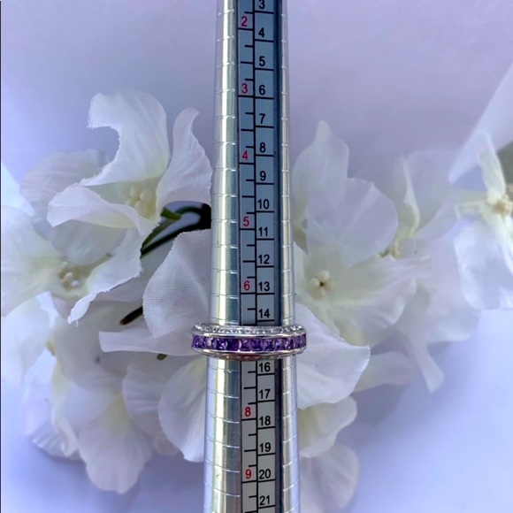 925 Sterling Sliver 2pc Set (Size 7) Amethyst Rings - Picture 7 of 11